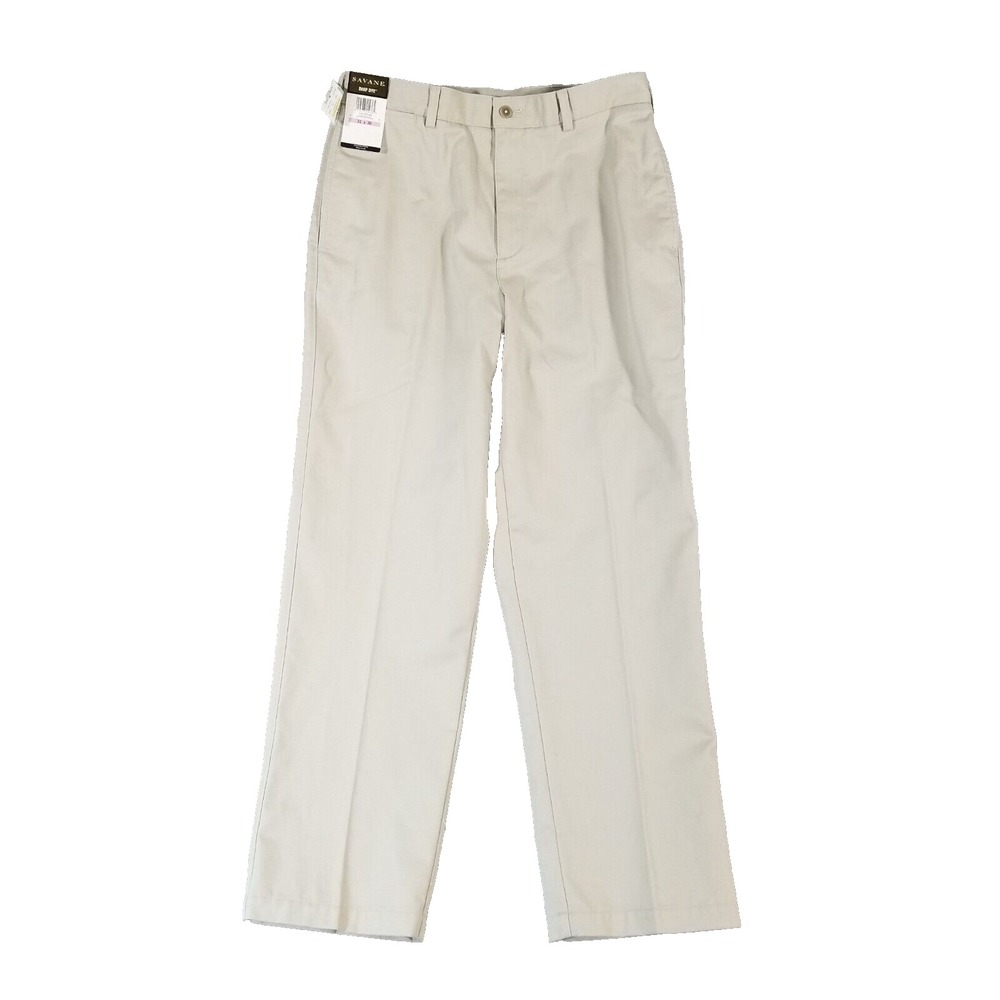 Savane Pants Mens 32x30 Beige Chino Khakis Retro Twill Straight Leg